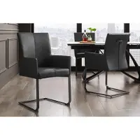 Invicta Moderne sledestoel SAMSON zwart echt leer met armleuning en metalen frame - 45176