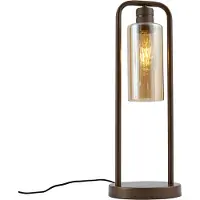 QAZQA Hotel Chic Tafellamp Donkerbrons met Amberkleurig Glas - Stavelot