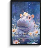 PosterMonkey Poster in lijst - Fotolijst 60x90 cm - Posters - Nijlpaard - Madeliefjes - Sterrenhemel - Posterlijst zwart - Decoratie - Wanddecoratie woonkamer - Muurdecoratie slaapkamer