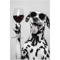PosterMonkey Poster 40x60 cm - Zonnebril - Dalmatiër - Wijnglas - Tong - Posters - Kamer decoratie - Wanddecoratie woonkamer - Muurdecoratie slaapkamer