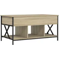 vidaXL Salontafel 100x55x50 cm bewerkt hout en metaal sonoma eiken