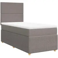 vidaXL Boxspring met matras stof taupe 90x200 cm