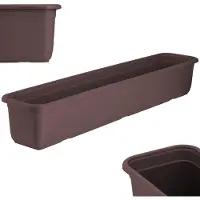Kadax Wamat, 80 cm, balkonbak van hoogwaardige kunststof, plantenbak voor binnen en buiten, bloempot voor balkon, terras, vensterbank, bruin