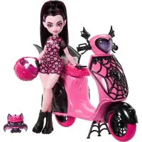 Mattel Monster High Draculaura-pop En Haar Scooter Roze