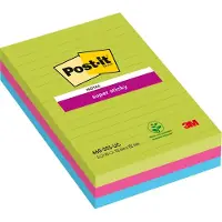 3M Post-it super sticky notes gelijnd kleuren 102 x 152 mm (3 pack)