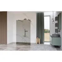 FortiFura Galeria Vrijstaande Inloopdouche - 120x200cm - Rookglas - antikalk - 8mm veiligheidsglas - wandsteunen - Geborsteld Gunmetal PVD SW927771 2x/SW797944