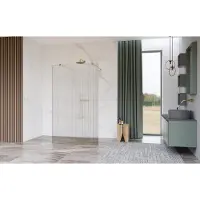 FortiFura Galeria Vrijstaande Inloopdouche - 180x200cm - Helder geribbeld - antikalk - 8mm veiligheidsglas - wandsteunen - Geborsteld Messing PVD (Goud) SW927770 2x/SW797957
