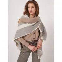 REPEAT cashmere Stijlvolle vierkante cashmere sjaal met strepen & dekensteek - Lt. Grey - Heren -
