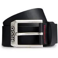 HUGO Leren riem met logogesp Maat 80