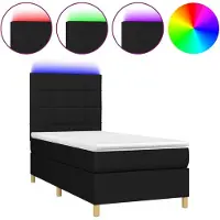 Syfax Boxspring met matras en LED stof zwart 80x200 cm