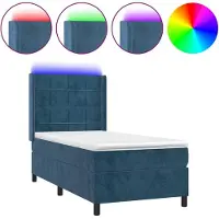 vidaXL Boxspring met matras en LED fluweel donkerblauw 80x200 cm