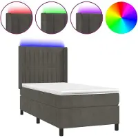 vidaXL Boxspring met matras en LED fluweel donkergrijs 90x190 cm