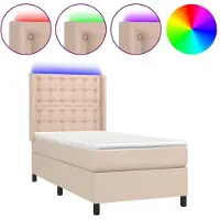 vidaXL Boxspring met matras en LED kunstleer cappuccinokleur 100x200cm