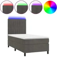 vidaXL Boxspring met matras en LED fluweel donkergrijs 80x200 cm