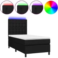 Syfax Boxspring met matras en LED stof zwart 90x200 cm