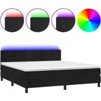 Syfax Boxspring met matras en LED fluweel zwart 180x200 cm