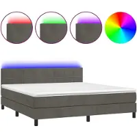 Syfax Boxspring met matras en LED fluweel donkergrijs 160x200 cm