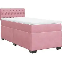 vidaXL Boxspring met matras fluweel roze 100x200 cm