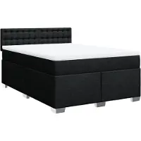 vidaXL Boxspring met matras stof zwart 140x200 cm