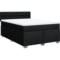 vidaXL Boxspring met matras stof zwart 160x200 cm