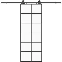 vidaXL Schuifdeur met beslagset 76x205 cm ESG glas zwart
