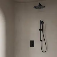 Saniclear Nero inbouwregendouche 20cm met wandarm, 3 standen handdouche en glijstang zwart mat