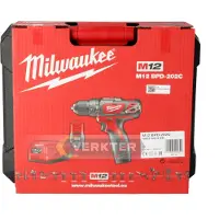 Milwaukee BPD-202C M12 12 Volt Accu Klop-/Boorschroefmachine met 2x 2.0Ah Li-Ion en lader in Koffer