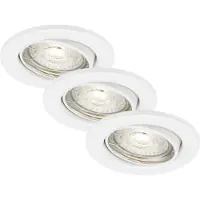 Briloner SWING - LED inbouw armatuur - 7050- 036 - set van 3 - zwenkbare spot - warm wit 3000K - 5W - 460 lm - traploos dimbaar - IP23 - 25.000 branduren - Ø8,6 x 7 cm