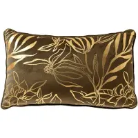 Dutch decor LONNE - sierkussen 30x50 cm - bladmotief - Military Olive - groen - Inclusief binnenkussen - Luxe kussens voor woonkamer & bank