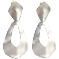 Charme Bijoux Clip oorbellen -zilverkleur- mat- geen gaatje- lang-