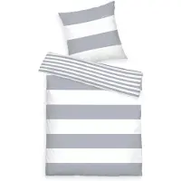 Tom Tailor Renforcé Beddengoed Siena Grijs Wit Katoen 135x200 + 80x80 cm