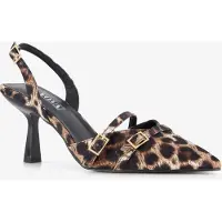 Nova dames pumps met panterprint en stilettohakken zwart bruin maat 40
