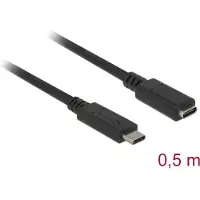 DeLOCK 85532 USB-C-kabel USB 3.2 Gen1 USB-C stekker, USB-C bus 0.50 m Zwart Met verlengkabel