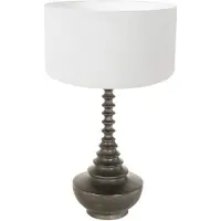 Anne Light & Home Lampenvoet Bois 3760ZW zwart bruin met grof wit linnen kap