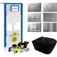 Geberit up320 toiletset set 44 civita black rimless mat zwart met sigma drukplaat