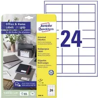 Avery Universele etiketten, 10 vel 64,6 x 33,8 mm, wit, All printer types, Inkjetprinter, Laserprinter, Kleurenlaser printer, Ko - 2 stuks