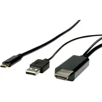 Roline USB-C naar HDMI 4K 60Hz en USB-A kabel / zwart - 1 meter