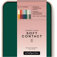 Schlafgut Soft Contact Jersey Flanel Hoeslaken XL - 180x200 - 200x200 690 Green Deep