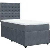 Syfax Boxspring met matras fluweel donkergrijs 90x200 cm