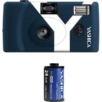 Yashica MF-1, compacte filmcamera, 35 mm, 31 mm brandpuntsafstand, standaard, 1 meter, 1/120 seconde