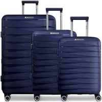 Franky London 4 wielen Kofferset 3-delig met uitbreidingsplooi blauw