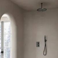 Saniclear Iron Pro inbouw regendouche met plafondarm en 30cm hoofddouche verouderd ijzer - gunmetal