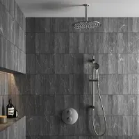 Saniclear Exclusive inbouw regendouche 30cm rond met plafondarm, 3 standen handdouche en glijstang RVS