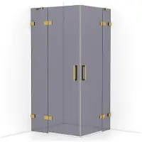 Maxaro Diamond Douchecabine | 100x90 cm Goud Rookglas Draaideur Rechthoek