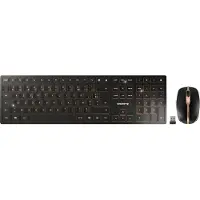 Cherry DW 9100 SLIM, Draadloos, RF-draadloos + Bluetooth, AZERTY-lay-out, Zwart, Inclusief muis