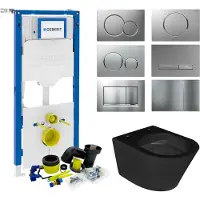 Geberit up320 toiletset set 45 wiesbaden vesta rimless mat zwart met sigma drukplaat