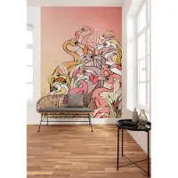 Komar Fotobehang Flamingos - Roze - 2,80m X 200cm