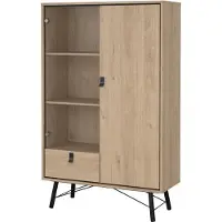 CALICOSY Vitrinekast met 2 deuren (waarvan 1 met glas) en 1 lade h161,8 cm joyce