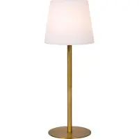 Lucide TYON - Oplaadbare Tafellamp Binnen/Buiten - Accu/Batterij - Ø 15 cm - LED Dimbaar - 1x2W 2700K - IP65 - Mat Goud / Messing