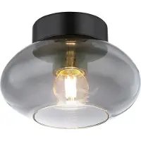 Globo Plafondlamp SHAUN ø18CM E27 Matt zwart 1-Lichts Smoked